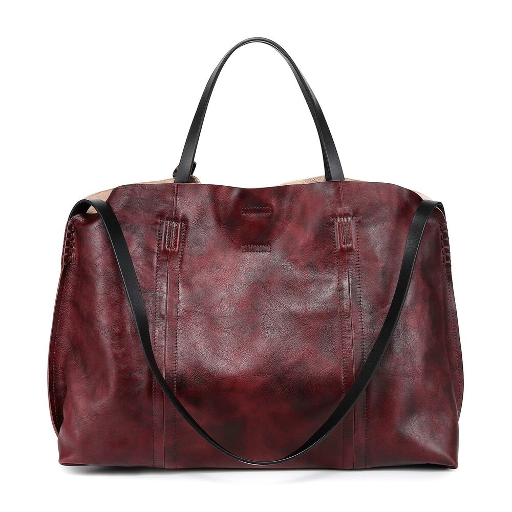 OLD TREND Women's Genuine Leather "Forest Island" Tote Bag in Rusty Red